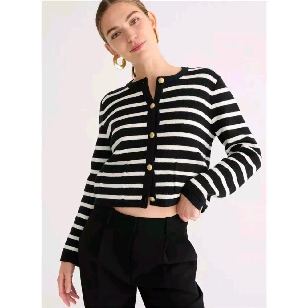 J. Crew Emilie Stripe Sweater 100% Cotton Lady Jacket